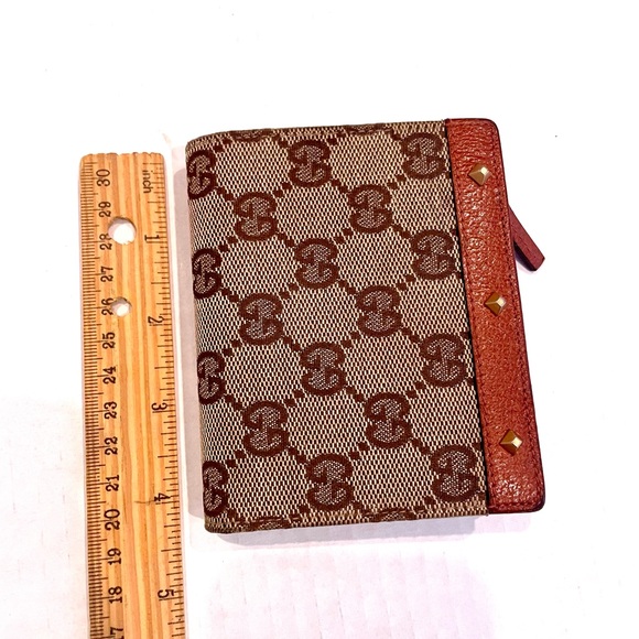GUCCI Wallet Studded Canvas GG monogram leather trim MADE IN ITALY - Picture 14 of 15